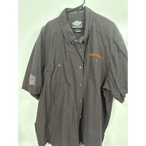 Harley Davidson Shirt Mens 5XL Black Mechanical Embroidered Pinstripe